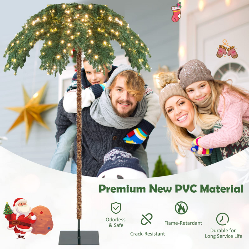 Load image into Gallery viewer, Goplus 6ft Pre-Lit Christmas Tree, Artificial Xmas Palm Tree W/ 250 Warm-White LED Lights - GoplusUS
