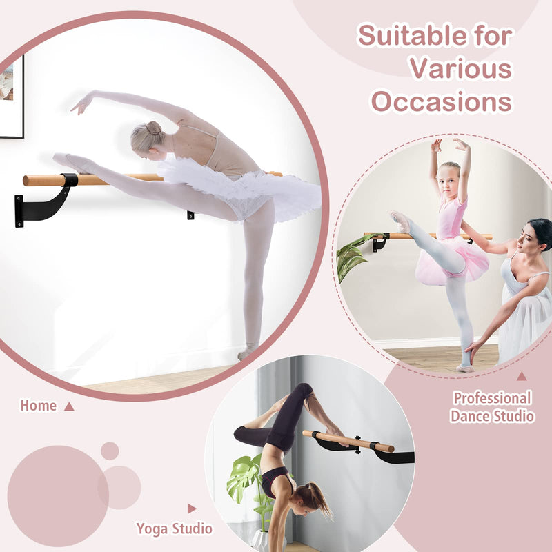 Load image into Gallery viewer, Goplus Wall Mounted Ballet Barre, 4 FT Solid Beech Wood Ballet Bar
