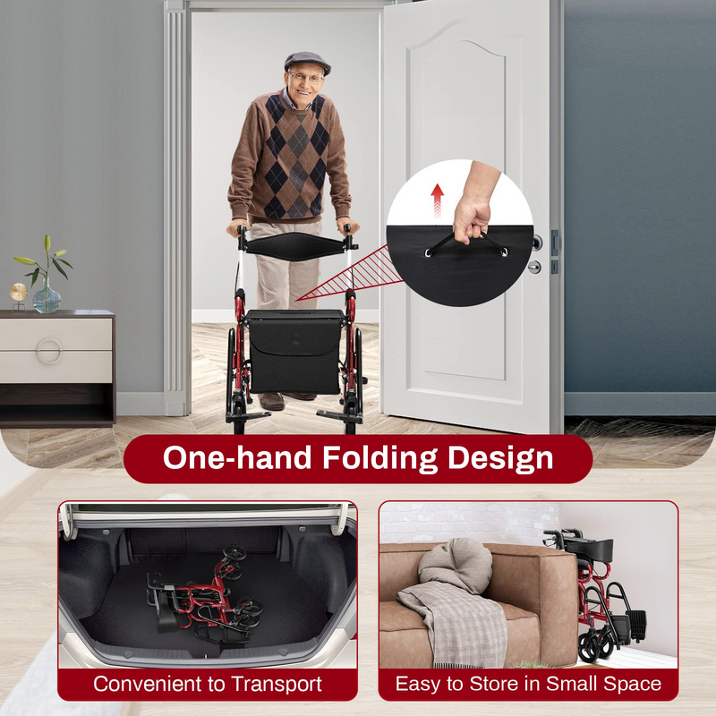 Load image into Gallery viewer, Goplus 2 in 1 Rollator Walker for Seniors, Medical Walker with Seat - GoplusUS
