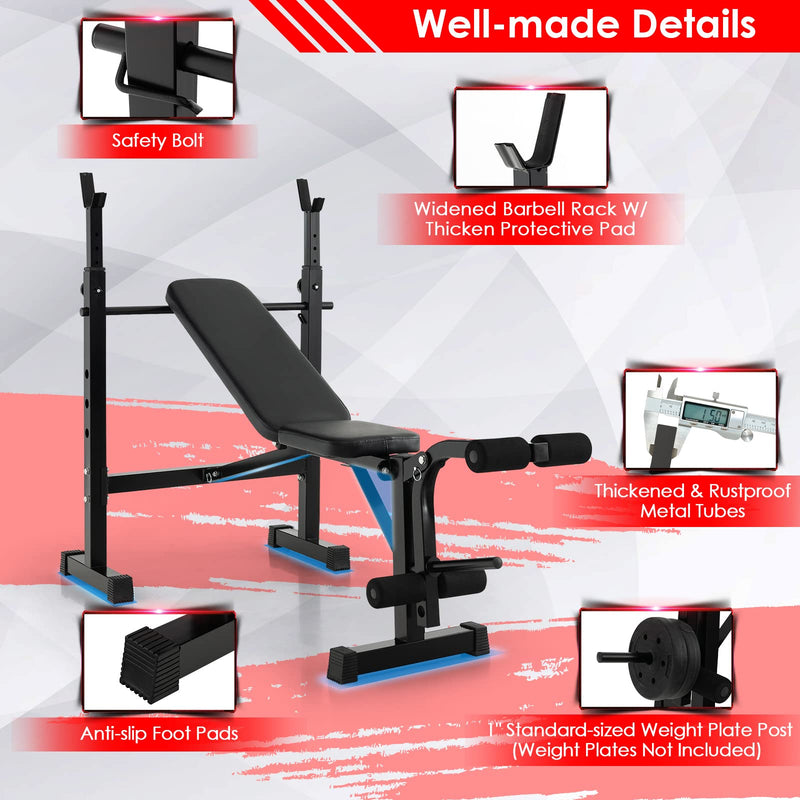 Load image into Gallery viewer, Goplus Adjustable Olympic Weight Bench Barbell Rack Set, Foldable Workout Bench Press Set with Leg Developer
