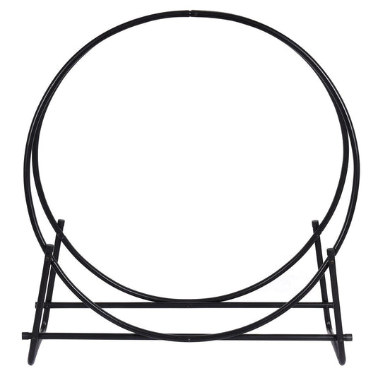 41 Inch Firewood Log Hoop, Tubular Steel Log Holder, Heavy Duty Wood Storage Rack for Outdoor & Indoor, Fireplace Pit - GoplusUS