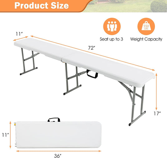 Goplus 6 FT 3-Piece Portable Picnic Table Bench Set, Weather-Resistant Plastic Folding Picnic Tables with Benches
