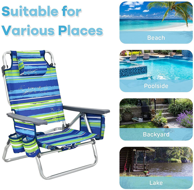 Load image into Gallery viewer, Backpack Beach Chairs, 4 Pcs Portable Camping Chairs with Cool Bag and Cup Holder - GoplusUS
