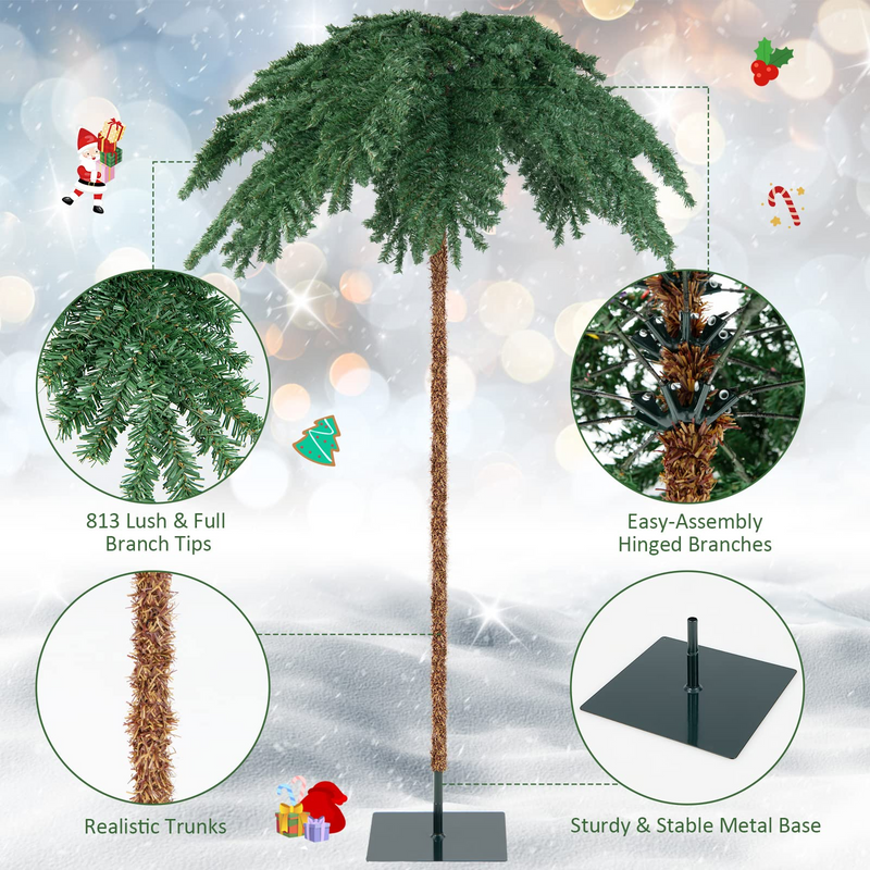 Load image into Gallery viewer, Goplus 6ft Pre-Lit Christmas Tree, Artificial Xmas Palm Tree W/ 250 Warm-White LED Lights - GoplusUS
