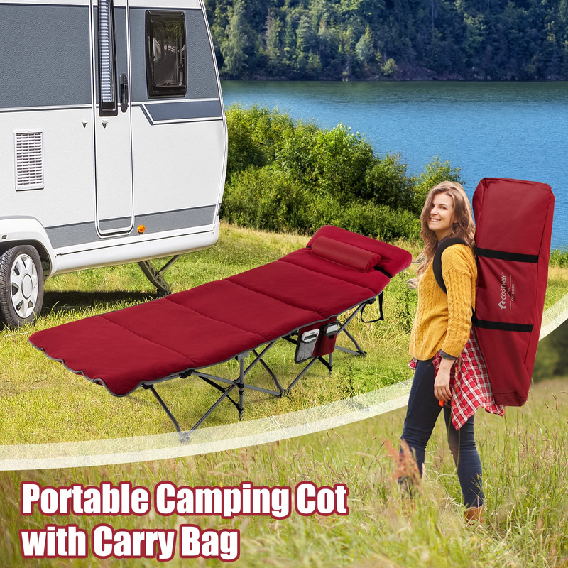 Load image into Gallery viewer, Goplus Camping Cot, Folding Camping Cot with Mattress, Pillow - GoplusUS
