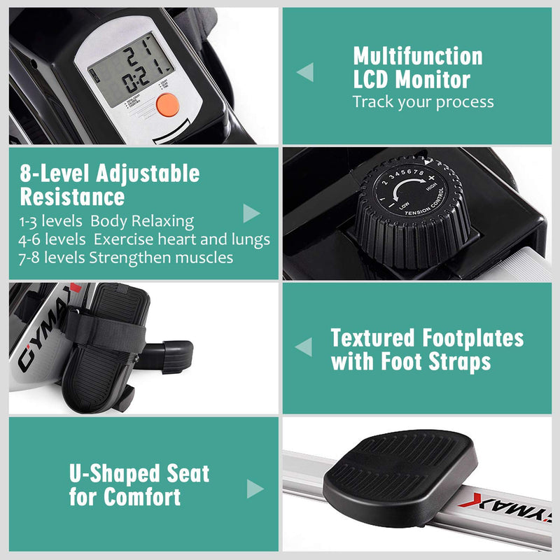 Load image into Gallery viewer, Folding Rowing Machine,Magnetic Rower with Adjustable Resistance and LCD Display - GoplusUS
