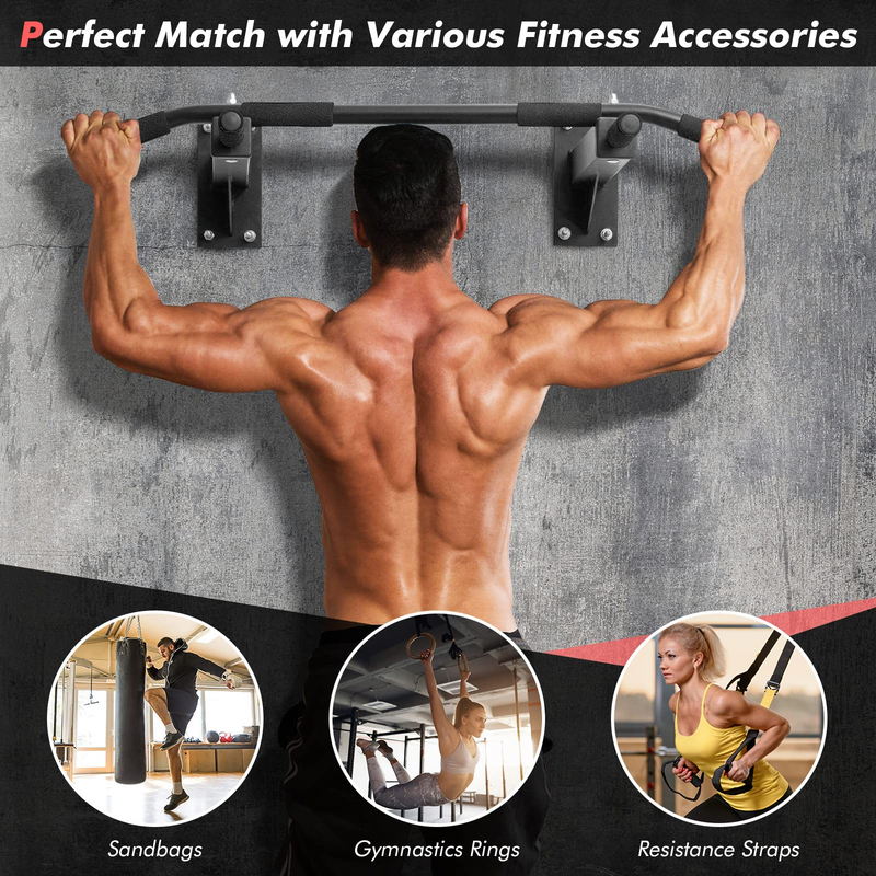 Load image into Gallery viewer, Goplus Wall Mounted Pull Up Bar, Steel Chin Up Bar w/ 3 Grip Positions, Multifunctional Pullup Bar for Indoor Home Gym Strength Training Full Body Workout Fitness - GoplusUS
