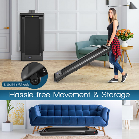 Goplus 2-in-1 Folding Treadmill, 2.25HP Electric Under Desk Treadmill W/LED Display - GoplusUS