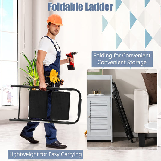 Goplus 2 Step Ladder, Folding Step Stool with Extra Wide and Anti-Slip Pedals