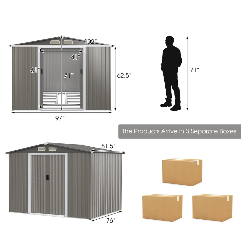 Load image into Gallery viewer, Goplus Outdoor Storage Shed, 8.5&quot;x 6.8&quot;x 6&quot; Weather-Resistant Utility Tool Organizer w/Foundation
