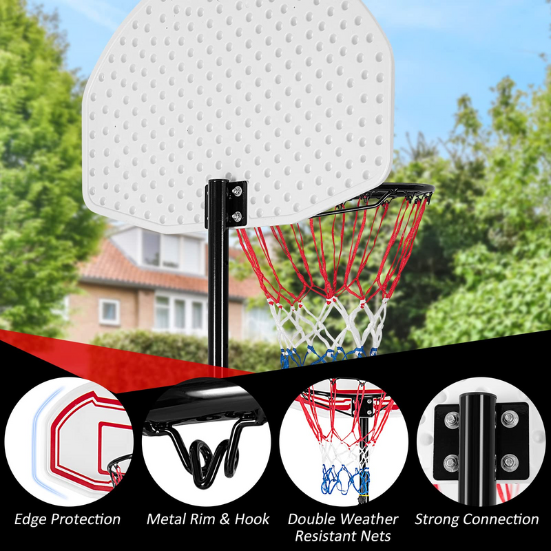 Load image into Gallery viewer, Goplus Portable Basketball Hoop, 6.4-8.7 FT Height Adjustable Basketball System with 2 Nets - GoplusUS
