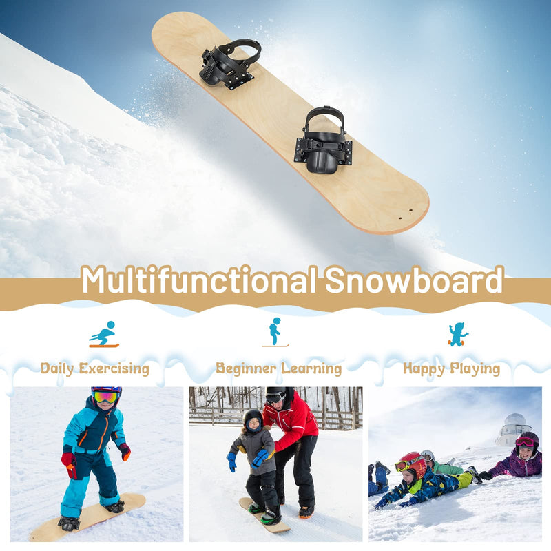 Load image into Gallery viewer, Wood Snowboard, Sledding Board W/ Adjustable Step-in Bindings, Contoured Foot Deck

