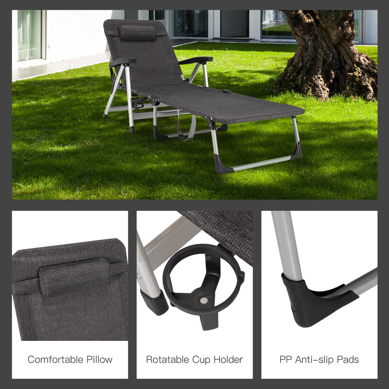 Load image into Gallery viewer, Chaise Lounge Chair, Folding Outdoor Patio Lounger with Cup Holder &amp; Detachable Headrest - GoplusUS
