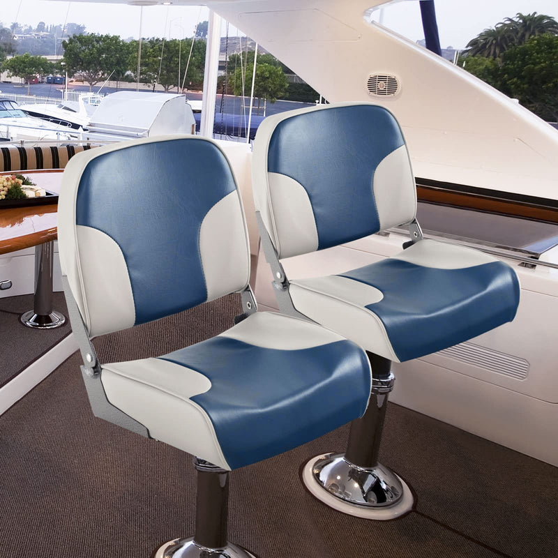 Load image into Gallery viewer, Goplus 2 Pack Low Back Boat Seat, Folding Boat Seats with Stainless Steel Screws &amp; Aluminum Hinges
