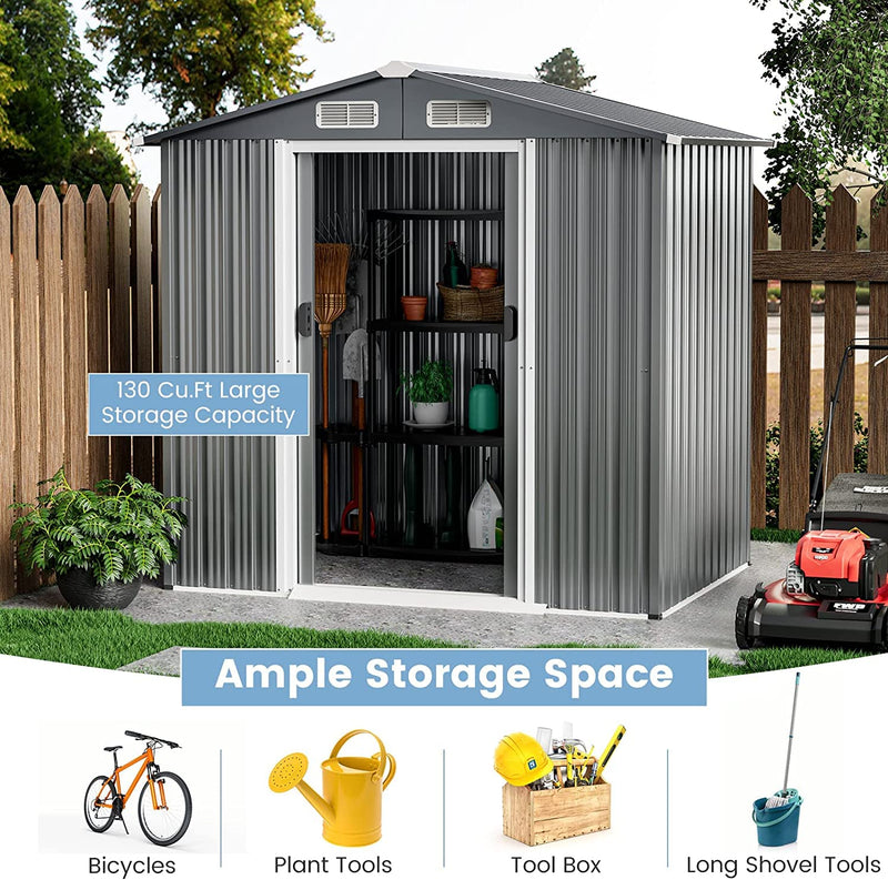 Load image into Gallery viewer, Goplus 6&#39; x 4&#39; Outdoor Storage Shed, Weather-Resistant Galvanized Metal Tool House
