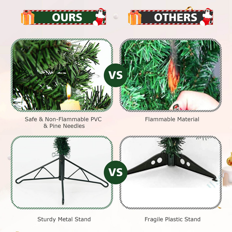 Load image into Gallery viewer, Goplus 7ft Pre-Lit Half-Shape Christmas Tree, Artificial Xmas Tree W/ 403 Branch Tips - GoplusUS
