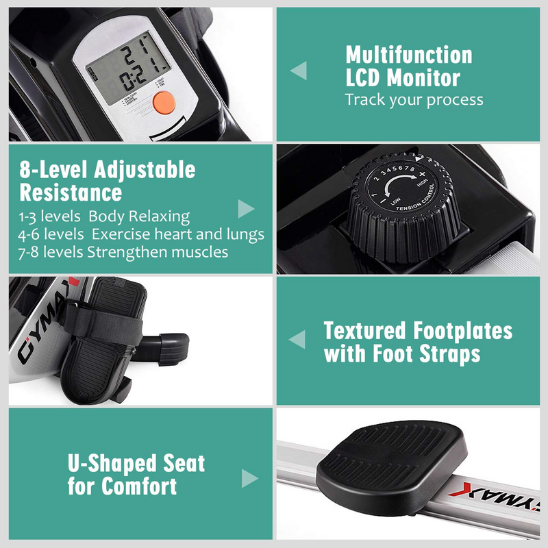 Load image into Gallery viewer, Goplus Folding Rowing Machine,Magnetic Rower with Adjustable Resistance and LCD Display - GoplusUS
