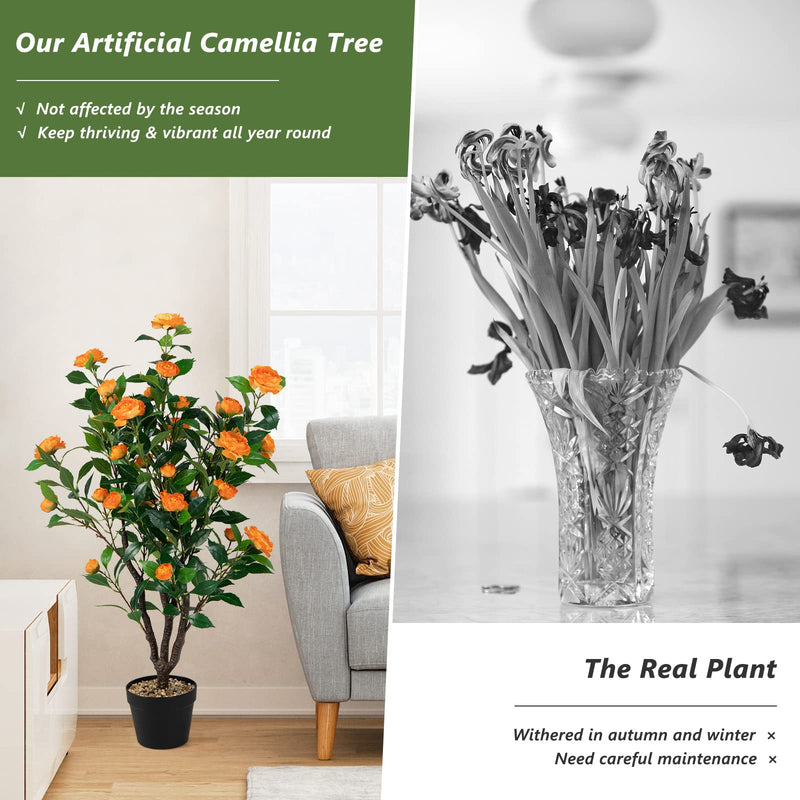 Load image into Gallery viewer, 40&quot; Artificial Camellia Tree - Goplus
