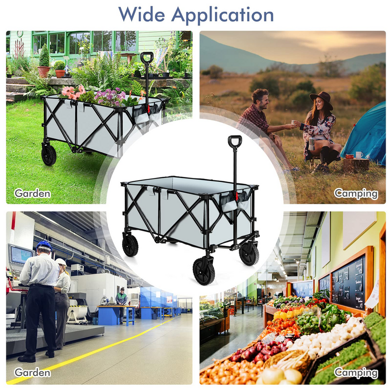 Load image into Gallery viewer, Goplus Collapsible Wagon, Folding Utility Wagon Cart w/Universal Wheels &amp; Adjustable Handle &amp; Cover Bag - GoplusUS
