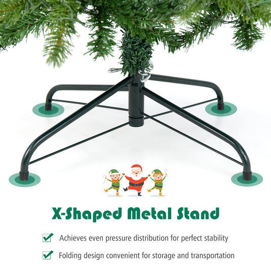 Goplus 6ft / 7ft Pre-Lit Pencil Christmas Tree, Hinged Artificial Slim Tree with 648 PVC PE Branch Tips - GoplusUS