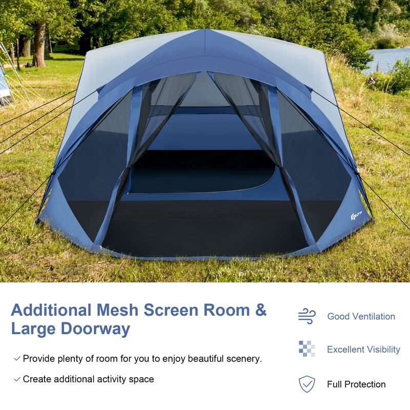 Load image into Gallery viewer, Goplus 6 Person Camping Tent, Portable Camping Dome Tent with Screen Room Porch - GoplusUS
