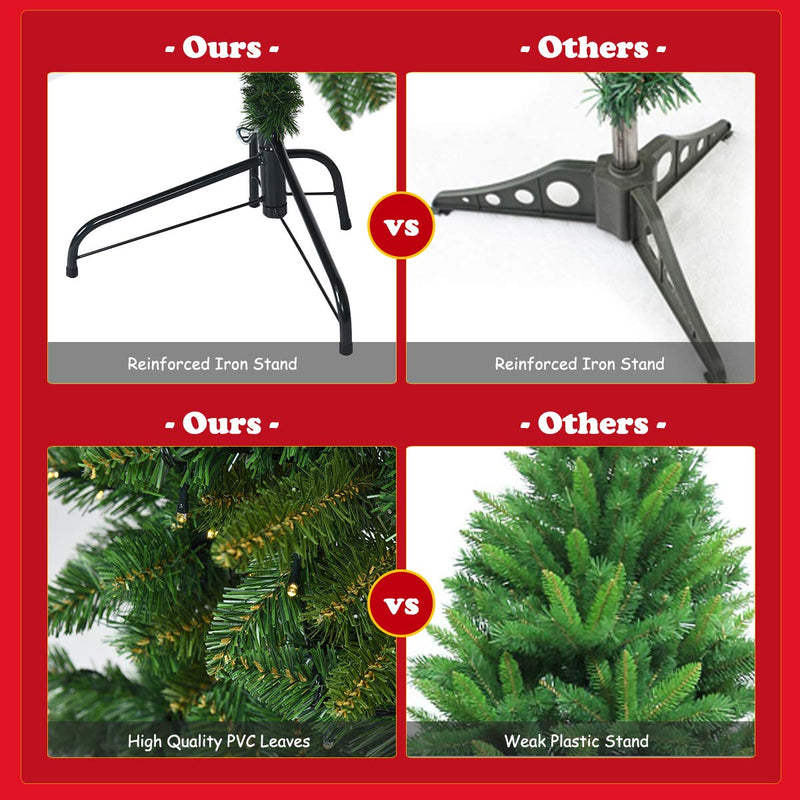 Load image into Gallery viewer, 5ft/6ft Prelit Half-Shape Christmas Tree, Premium PVC Needles Artificial Tree - GoplusUS
