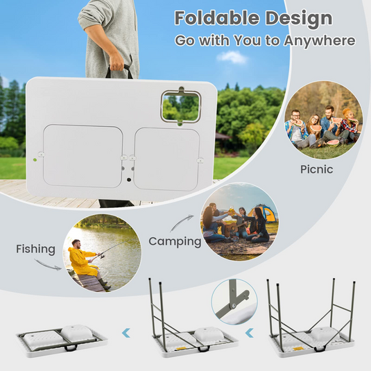 Goplus Folding Fish Cleaning Table with Dual Water Basins - GoplusUS