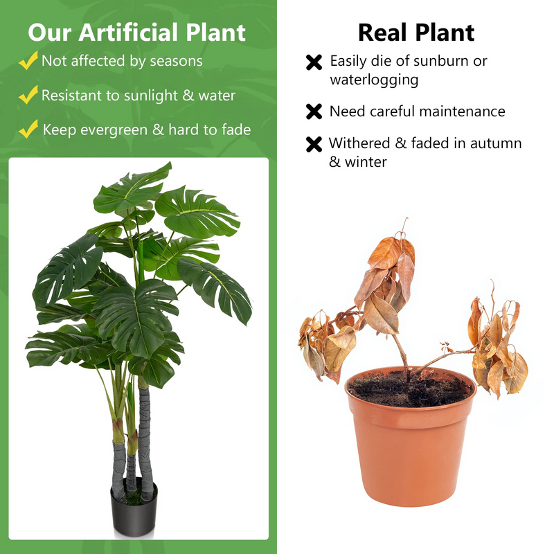 Load image into Gallery viewer, Goplus 4ft Artificial Monstera Deliciosa Plant, Fake Tropical Palm Tree with 20 Large Leaves - GoplusUS
