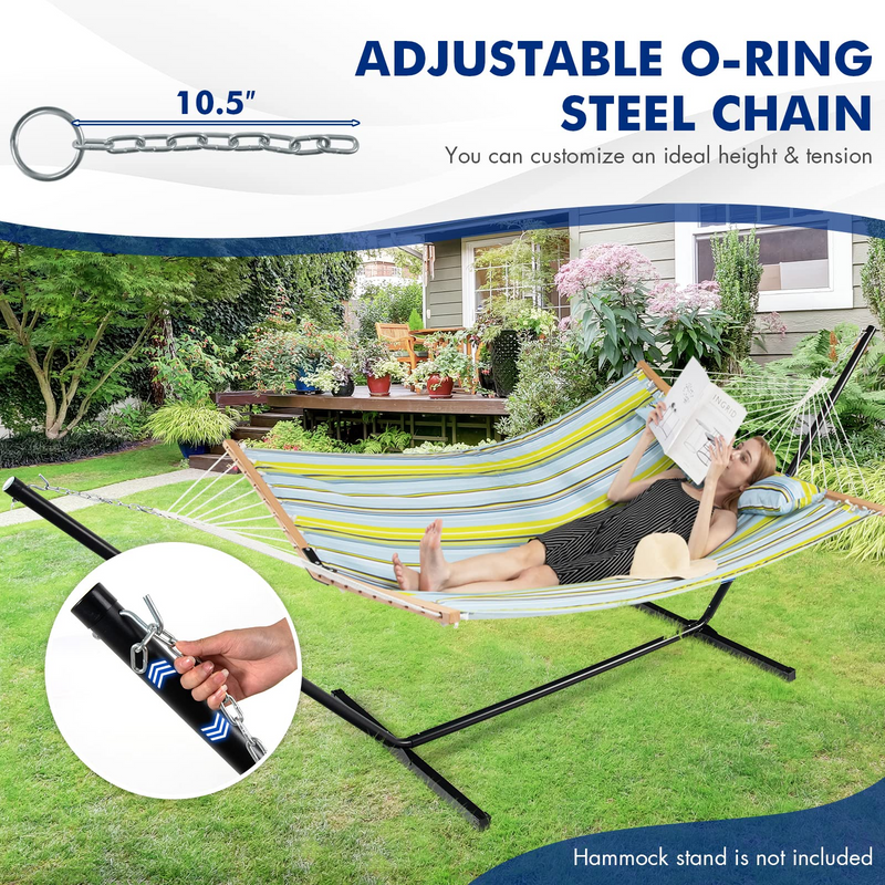 Load image into Gallery viewer, Goplus 10.5 FT Hammock, Quilted 2 Person Hammock w/Detachable Pillow, 495LBS Capacity - GoplusUS

