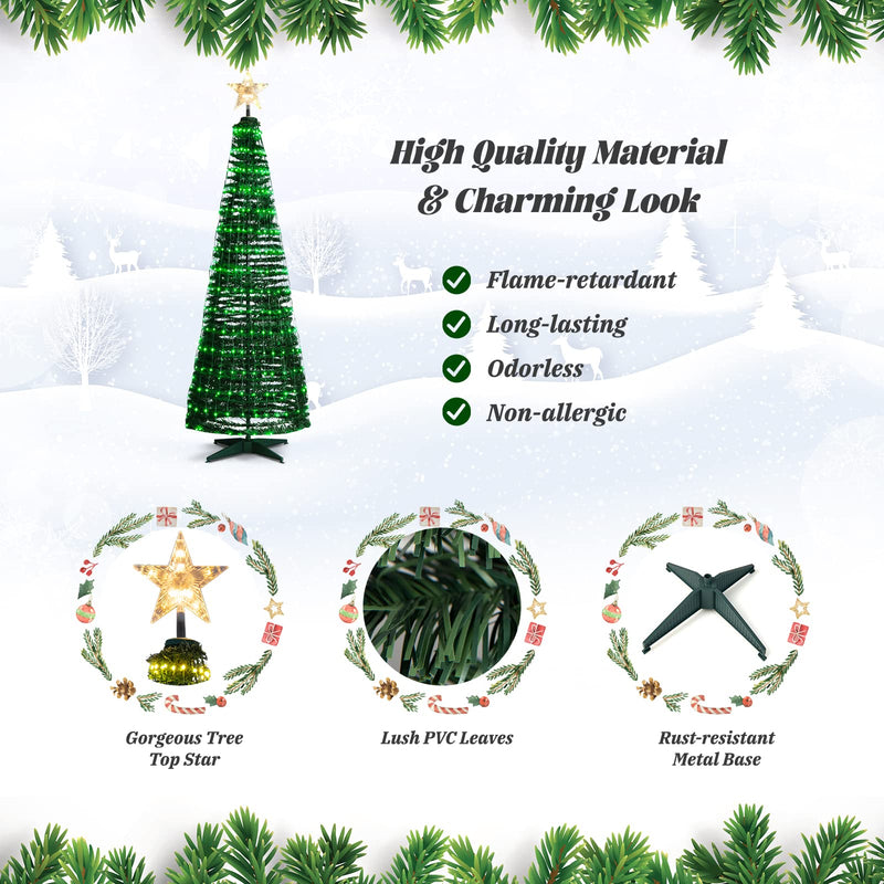 Load image into Gallery viewer, Goplus 6 FT Pop Up Christmas Tree, Pre-Lit Collapsible Xmas Tree with 282 RGB LED Lights

