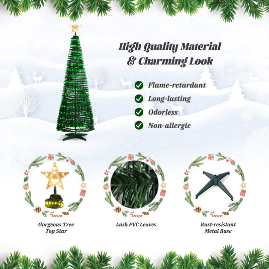 Goplus 6 FT Pop Up Christmas Tree, Pre-Lit Collapsible Xmas Tree with 282 RGB LED Lights