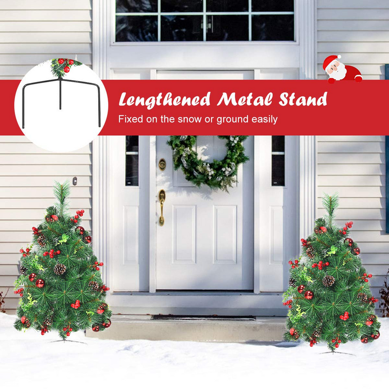 Load image into Gallery viewer, Goplus Set of 2 Pathway Christmas Trees, 2FT Pre-Lit Artificial Xmas Trees - GoplusUS
