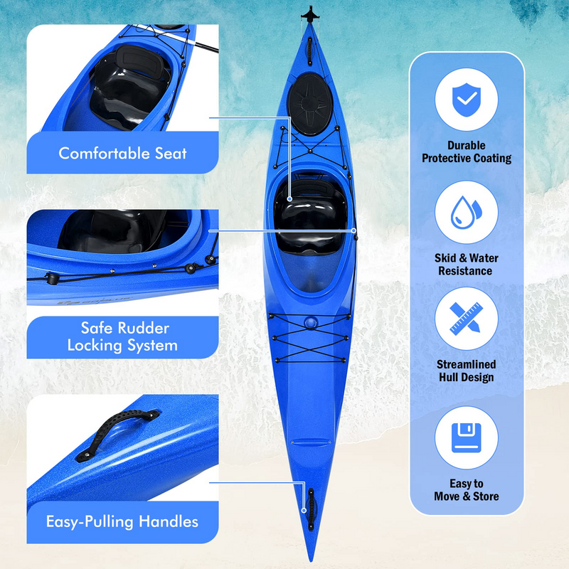 Load image into Gallery viewer, Goplus Single 12 FT Sit-in Kayak, Touring Fishing Keel Kayaks W/ Aluminum Paddle - GoplusUS
