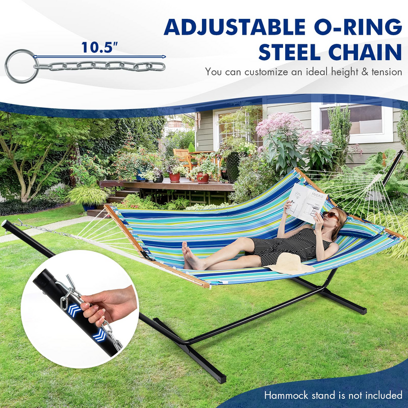 Load image into Gallery viewer, Goplus 10.5 FT Hammock, Quilted 2 Person Hammock w/Detachable Pillow, 495LBS Capacity - GoplusUS
