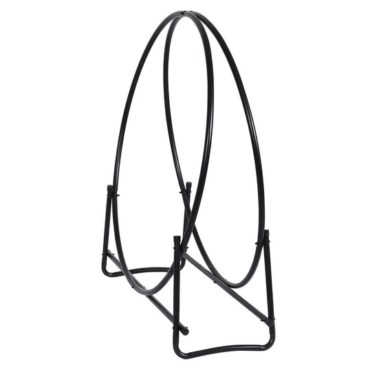 41 Inch Firewood Log Hoop, Tubular Steel Log Holder, Heavy Duty Wood Storage Rack for Outdoor & Indoor, Fireplace Pit - GoplusUS