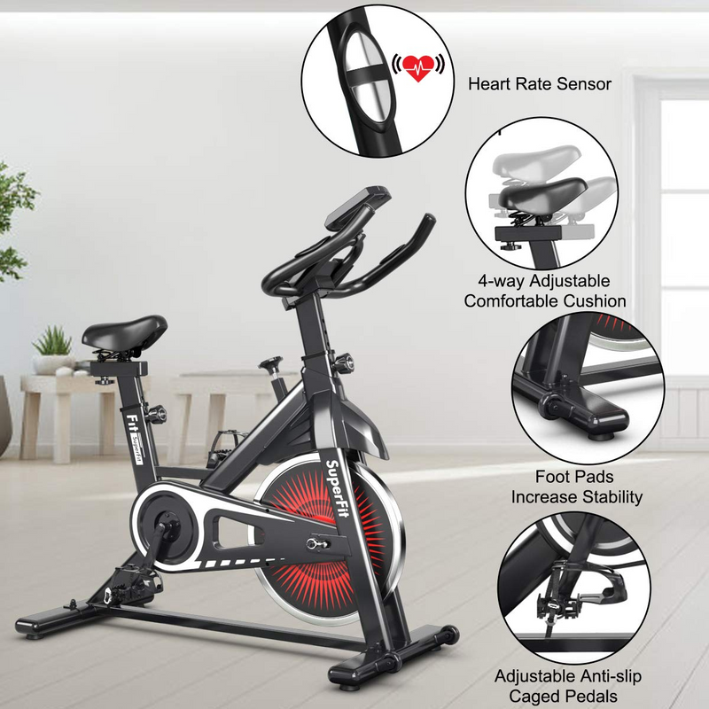 Load image into Gallery viewer, Goplus Indoor Cycling Bike, Silent Belt Drive Exercise Bike with Steel Flywheel, Phone Holder - GoplusUS
