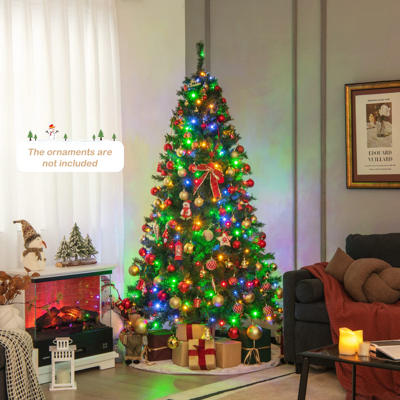 Load image into Gallery viewer, Goplus 6ft Artificial Pre-Lit Christmas Tree, Hinged Full Xmas Tree with 260 Multi-Color LED Lights - GoplusUS
