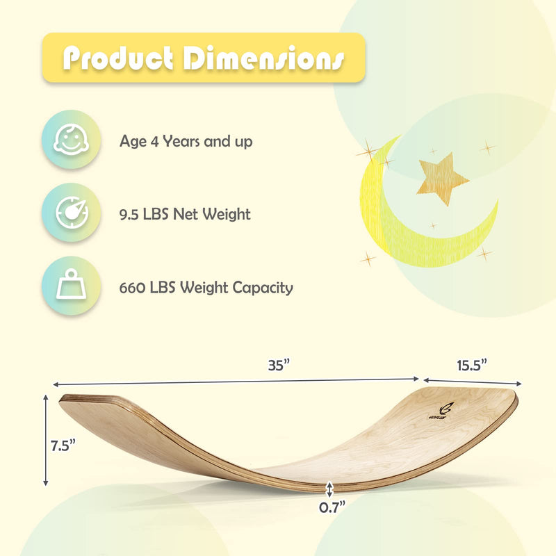 Load image into Gallery viewer, 35Inch Wooden Balance Board for Kids &amp; Adults Support 660LBS - GoplusUS
