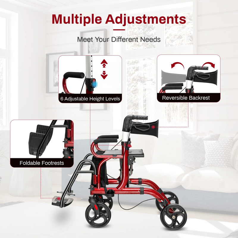 Load image into Gallery viewer, Goplus 2 in 1 Rollator Walker for Seniors, Medical Walker with Seat - GoplusUS
