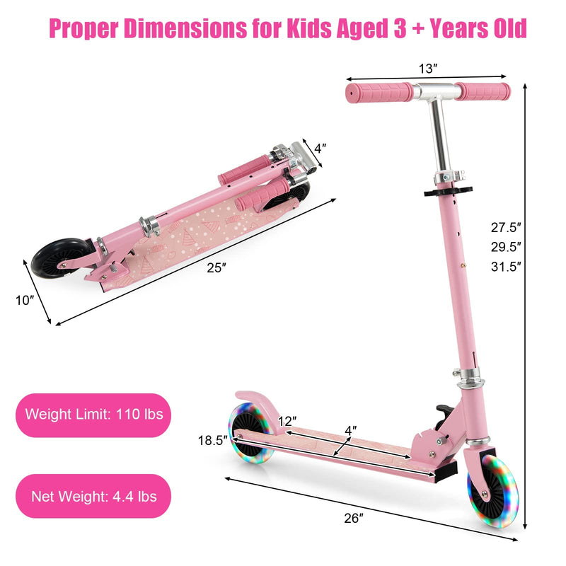 Load image into Gallery viewer, Goplus Folding Kick Scooter for Kids, 2 Light Up Flashing Wheels Scooter W/ 3 Adjustable Heights, Rear Brake System - GoplusUS
