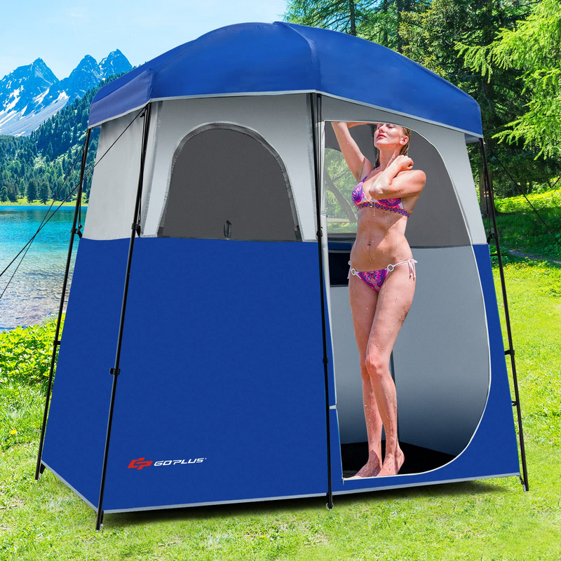Load image into Gallery viewer, Goplus 2 Rooms Shower Tent, Oversize Outdoor Privacy Shelter Tent with Carrying Bag - GoplusUS
