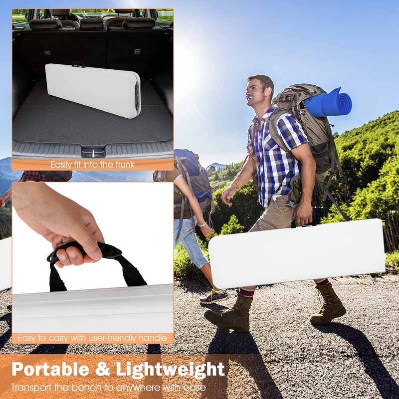Load image into Gallery viewer, Goplus 6 Feet Plastic Folding Bench, Portable Foldable Bench Seat with 550 lbs Capacity - GoplusUS
