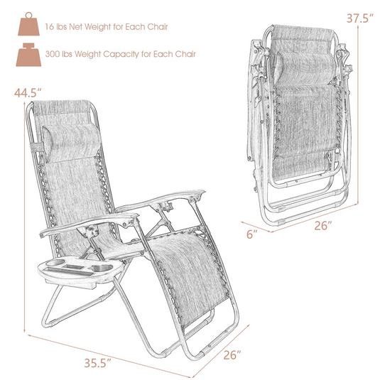 Goplus Folding Zero Gravity Reclining Lounge Chairs - GoplusUS