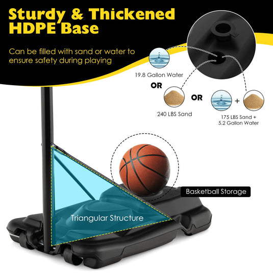 Goplus Portable Basketball Hoop Outdoor Indoor, 4.25-10FT 12-Level Adjustable Basketball Goal - GoplusUS
