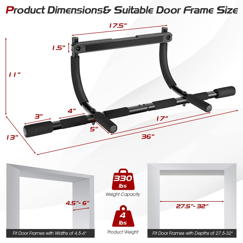Load image into Gallery viewer, Goplus Pull Up Bar for Doorway, Multi-Grip Chin Up Bar w/ Foam Grips for Door Frame - GoplusUS
