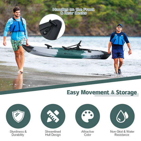 Goplus Sit-on-Top Fishing Kayaks for Adults, 9.7 FT One Person Recreational Touring Kayak - GoplusUS