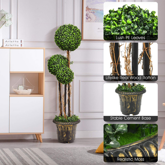 4 Ft Artificial Boxwood Topiary Tree - GoplusUS