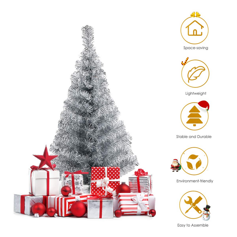 Load image into Gallery viewer, Goplus 3ft Silver Pencil Christmas Tree, Artificial Slim Tree - GoplusUS

