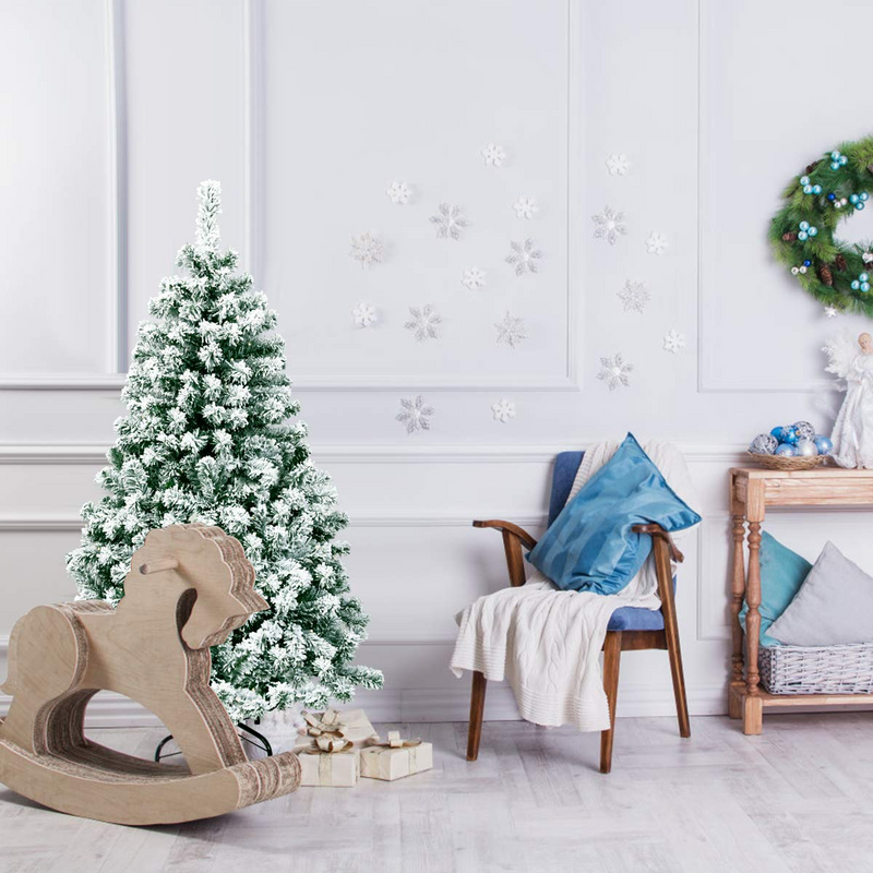 Load image into Gallery viewer, Goplus 4.5ft / 6 ft / 7.5ft Artificial Snow Flocked Christmas Tree, Pre-Lit Snowy Hinged Xmas Tree with Led Lights and Metal Stand - GoplusUS
