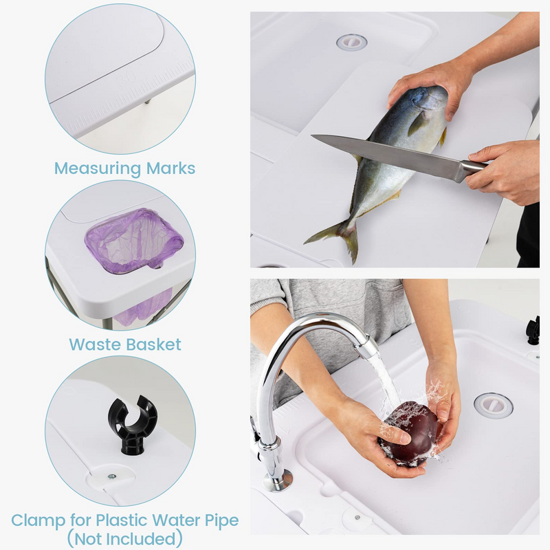 Load image into Gallery viewer, Goplus Folding Fish Cleaning Table with Dual Water Basins - GoplusUS
